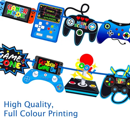 Vista 5 de 3 unidades de controlador de videojuegos, decoración de fiesta de video, decoración de cumpleaños para niños y niños, suministros de fiesta