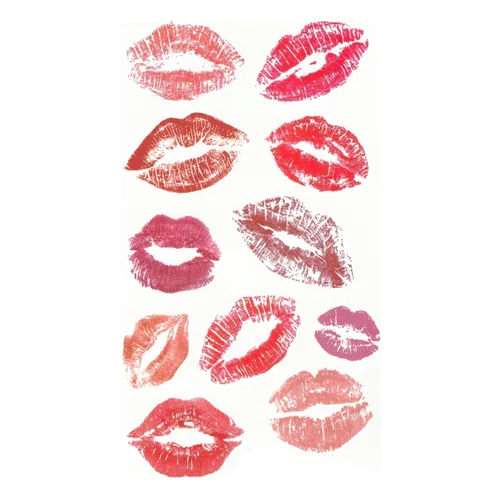 Vista 5 de MapofBeauty Pegatina de papel de tatuaje temporal impermeable con estampado de labios negros, 2 hojas por paquete