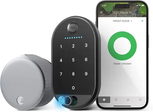 Vista 10 de Cerradura inteligente Wi-Fi Yale August con teclado, negra Entrada sin llave, teclado digital táctil, escáner de huellas dactilares