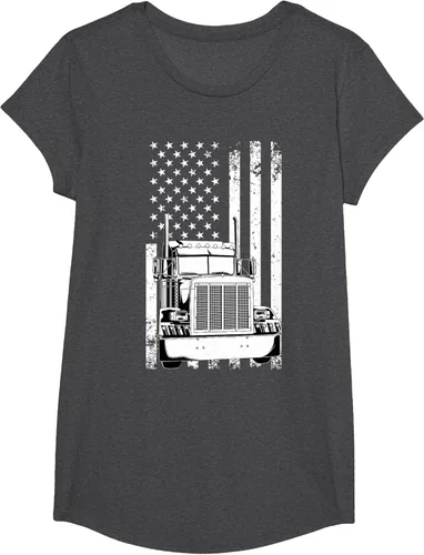 Vista 70 de Camión conductor bandera americana camionero vintage hombres mujeres regalo camiseta