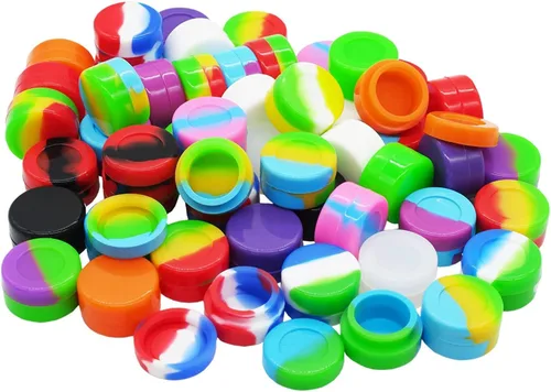 Vista 2 de Pearwell Recipientes de cera de silicona de 0.2 fl oz Concentrado de aceite sellado Tarros antiadherentes (10) Multicolor