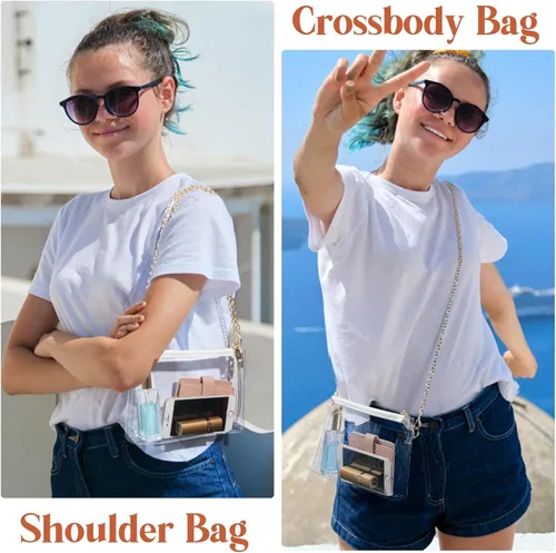 Vista 2 de Lorbro Clear Purse for Women Stadium Approved, Clear Crossbody Bag with Zipper Closure, Transparent Purse for Concert Sports