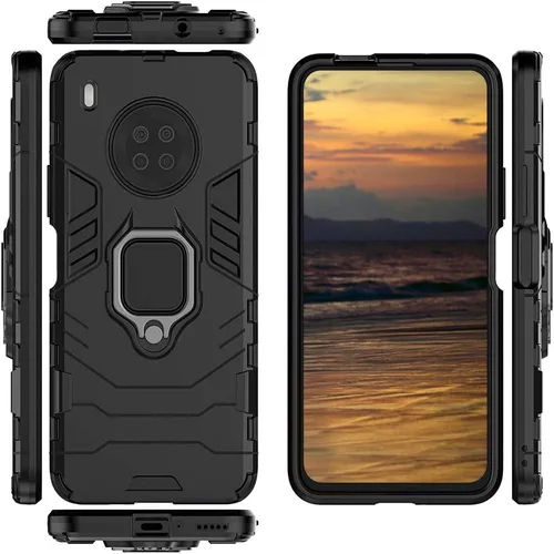 Vista 2 de Funda para Huawei Y9A, 2 en 1 híbrida resistente armadura a prueba de golpes Defender Kickstand de doble capa parachoques carcasa trasera dura