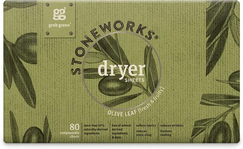 Vista 3 de Grab Green Stoneworks - Paquete de cápsulas de detergente para ropa y hojas de secadora, 50 cápsulas y 80 hojas de secadora, aroma de hoja de olivo