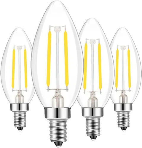 Vista 14 de Filamento LED con base de tornillo europea E14 con forma de bala C35, 2 W, blanco cálido 2700 K, equivalente a 20 vatios incandescente, no regulable