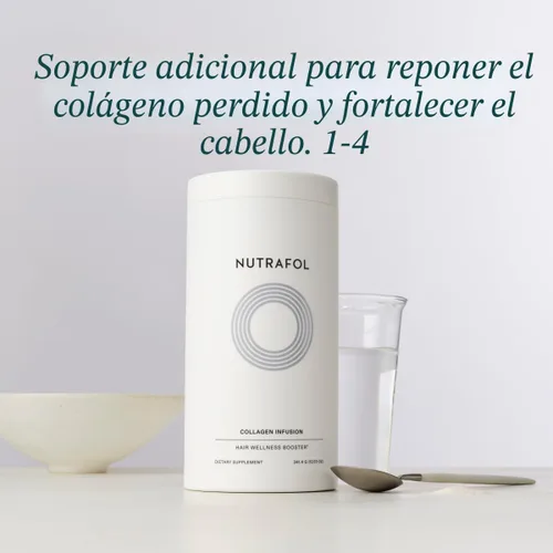 Vista 5 de Nutrafol Suplemento para el crecimiento del cabello para mujeres y péptidos de colágeno en polvo, de 18 a 44 años, formulado por médicos para un