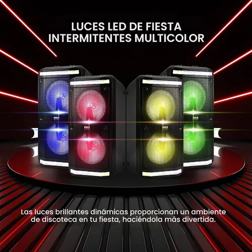 Vista 4 de [Usado] Pyle Pyle PPHP288B - Sistema de altavoces PA Bluetooth portátil Bluetooth recargable de 600 W para interiores y exteriores, sistema PA