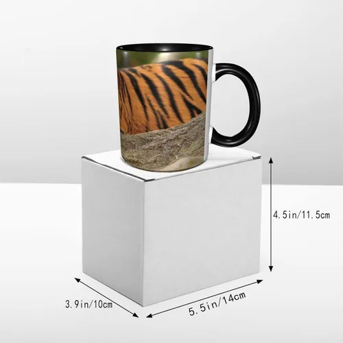 Vista 6 de Taza de café, taza personalizada de tigre, tigre agachado en la roca hermosa foto de la naturaleza, 11 onzas, para bebidas calientes y todos