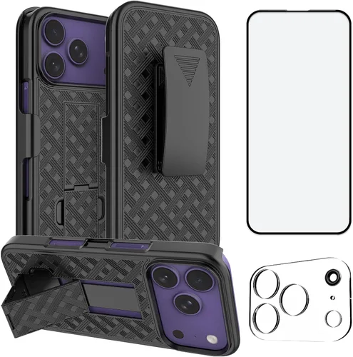 Vista 15 de Ailiber Funda con clip para cinturón para iPhone 11, protector de pantalla