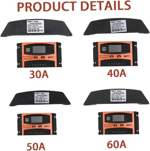 Vista 8 de Controlador de carga solar 12v Regulador Mppt 24v Cargador de batería solar Pantalla grande Salida USB dual