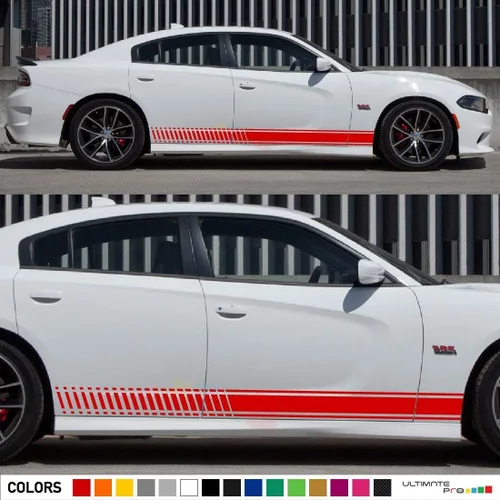 Vista 2 de 2 calcomanías de vinilo con rayas laterales compatibles con Dodge Charger