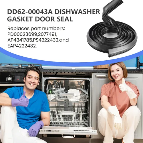 Vista 6 de Actualización DD62-00043A para sello de puerta de la tina frontal del lavaplatos Samsung, actualización de goma - Compatible con piezas