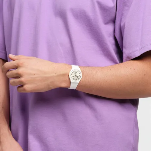 Vista 3 de Swatch Colección Reloj de cuarzo brillante estándar Gent BIOCERAMIC, Blanco