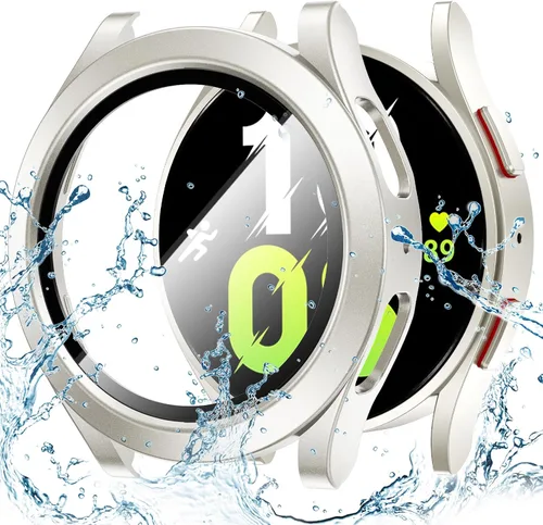 Vista 30 de Goton - Funda impermeable para Samsung Galaxy Watch 5 y 4 y FE, protector de pantalla de 40 mm con vidrio templado, 1 paquete de funda dura de PC