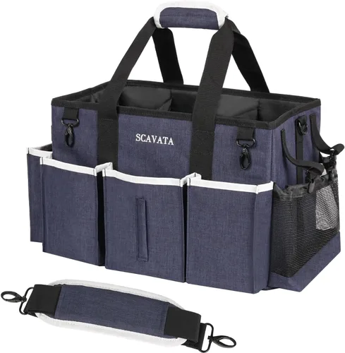 Vista 16 de SCAVATA Bolsa de aseo portátil, organizador de suministros con asa y correas para el hombro para amas de casa, organizador de herramientas
