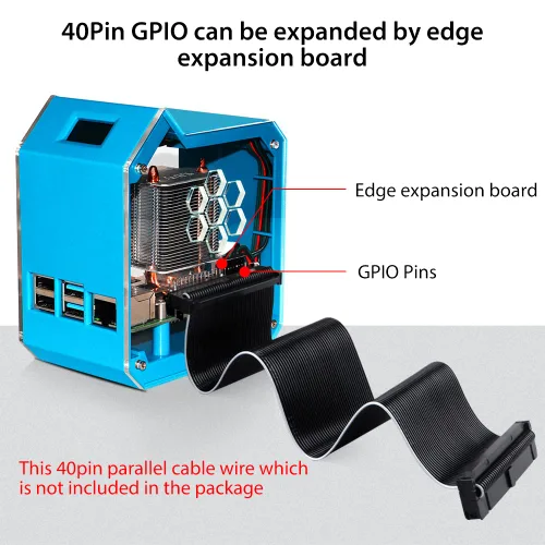 Vista 6 de GeeekPi Kit de mini torre con fuente de alimentación QC3.0 para Raspberry Pi 4, Pi 4 con enfriador de torre ICE, módulo OLED de 0.96 pulgadas