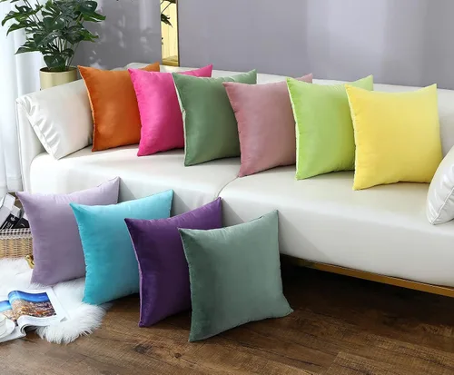 Vista 5 de mixeoo Comfy - Juego de 2 fundas de almohada decorativas de terciopelo grueso sólido y grueso, súper suaves, decoración del hogar para sofá, sala
