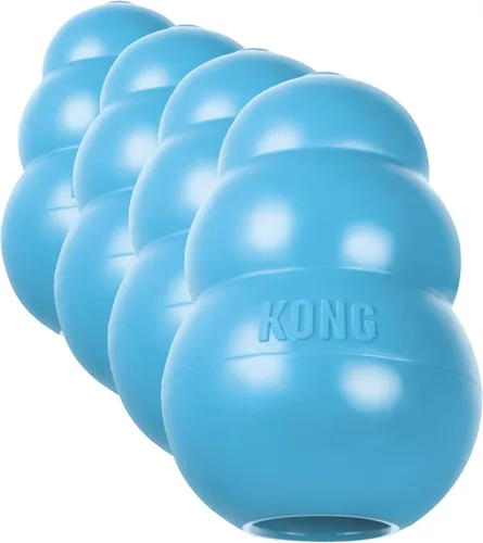 Vista 3 de KONG - Juguete para cachorros de goma natural para dentición - Divertido para masticar, perseguir y buscar - para cachorros extra pequeños - Azul