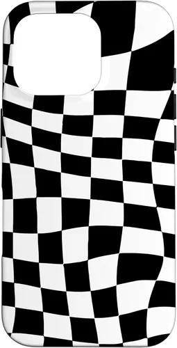 Vista 20 de Funda clásica a cuadros para iPhone 17, diseño ondulado de tablero de ajedrez en blanco y negro