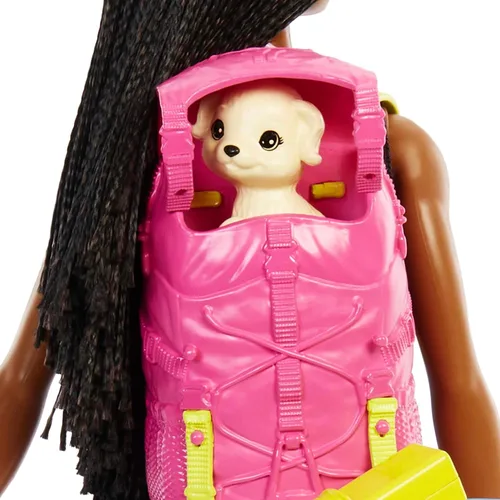 Vista 5 de Barbie Muñeca y accesorios, se necesitan dos muñecas de camping "Brooklyn" con cachorro de mascota y más de 10 accesorios