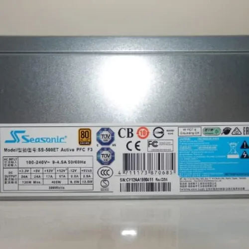 Vista 2 de Seasonic Fuente de alimentación SS-500ET Bronce 80+ ATX 500W/PFC/+12Vx2/SATAx2/RoHS 4.7 in Electrónica a granel Electrónica de Consumo
