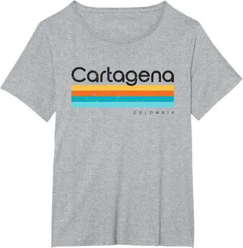 Vista 66 de Camiseta vintage de Cartagena Colombia con diseño retro, Blanco, S