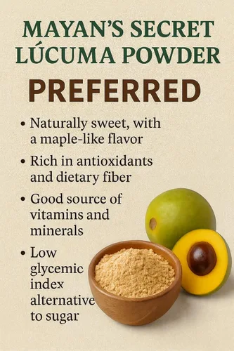 Vista 2 de Mayan's Secret Polvo de lúcuma orgánico certificado, 16 oz/paquete Alto en nutrientes
