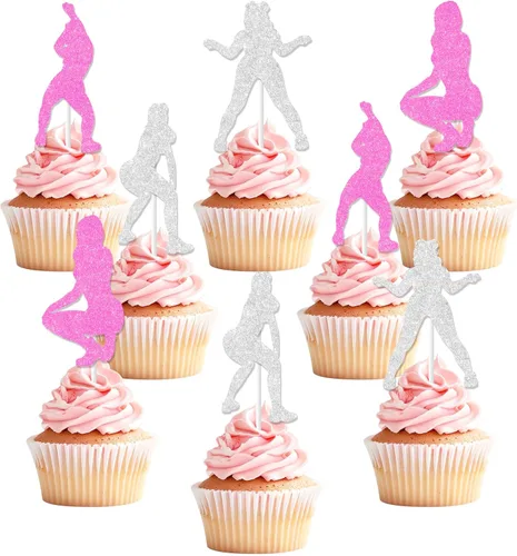 Vista 9 de Cheereveal 24 piezas de adornos para cupcakes de fiesta Twerk para niñas y mujeres, palillos de sombrero, fiesta mexicana, temática divertida