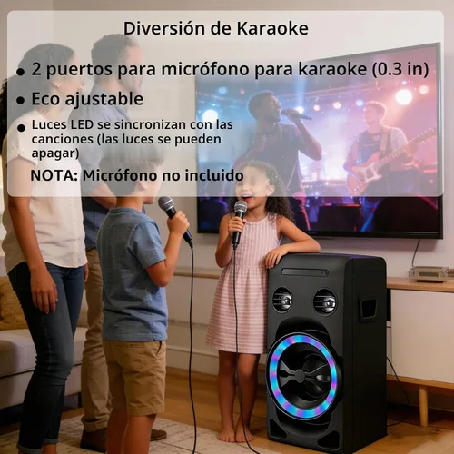 Vista 5 de Sistema estéreo para el hogar de 100 W con reproductor de CD, radio FM, Bluetooth, entrada AUX/USB, función de karaoke, conector para auriculares