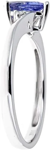 Vista 2 de Gin & Grace Anillo de promesa de eternidad con tanzanita natural y diamante (I1, I2) de oro blanco de 10 quilates para mujer, Metal Metal Piedra
