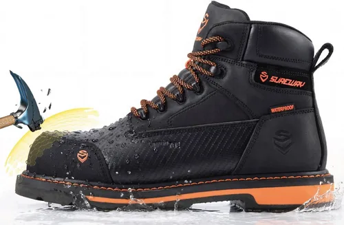 Vista 4 de SUREWAY Men's 6" Waterproof Soft/Composite Toe Work Boot - Heavy Duty Crazy Horse Leather, Slip Resistant Lace Up for Construction & Industrial