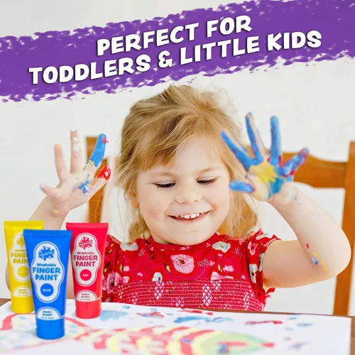 Vista 7 de Pintura para dedos, paquete de 24, lavable, no tóxica, juego de pintura para niños con tubos fáciles de separar, colores vibrantes para suministros