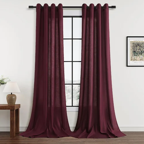 Vista 43 de Cortinas de lino negro para dormitorio y sala de estar de 84 pulgadas de largo, juego de 2 paneles, para habitación de niños, filtro de luz