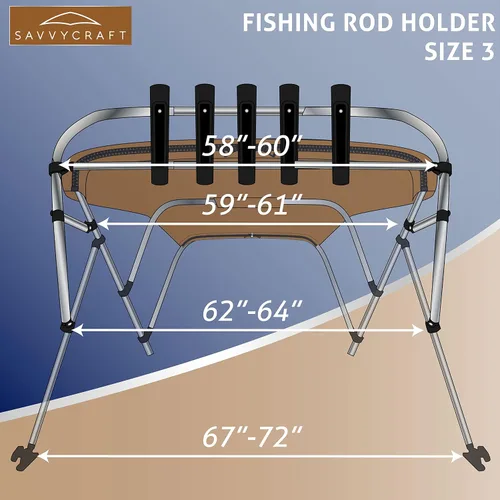 Vista 4 de Savvycraft Bimini - Soporte para caña de pescar superior, lanzador de cohetes para marco superior Bimini de 1 pulgada