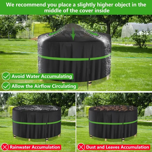Vista 6 de Funda redonda para mesa de exterior de 74 pulgadas, funda impermeable para muebles de patio, resistente 420D, juego de fundas para mesa de comedor