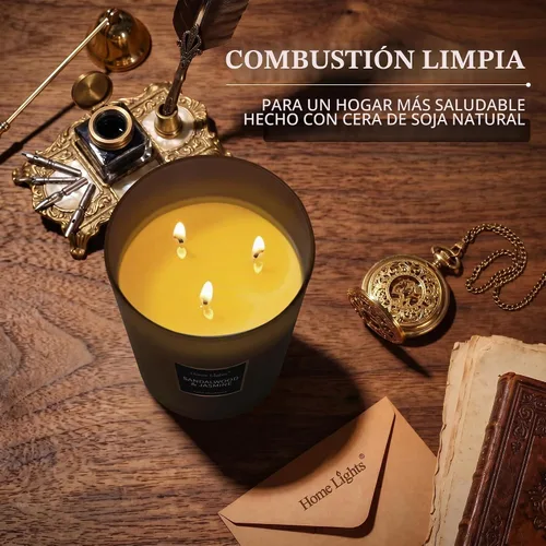 Vista 6 de HomeLights - Velas perfumadas Tarro grande de 33.3 onzas, vela de soja natural 130 horas con 3 mechas de algodón, velas de fragancia