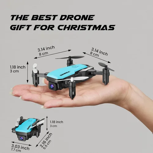 Vista 8 de SIMREX X300C Mini Drone con Cámara 720P HD FPV, Cuadricóptero a Control Remoto Plegable con Mantenimiento de Altitud, Flip 3D, Modo Sin Cabeza