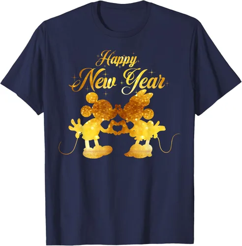 Vista 22 de Disney Camiseta de Año Nuevo Mickey & Minnie Happy New Year Silhouette, Negro
