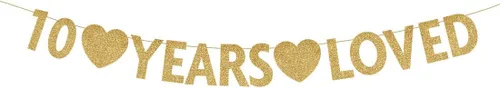 Vista 8 de Cartel dorado de feliz cumpleaños número 10, decoración de fiesta de niño o niña de 10 años con purpurina