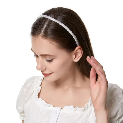 Vista 4 de Cuizhiyu Paquete de 4 diademas de diamantes de imitación de cristal para mujeres y niñas, de doble fila, con cuentas brillantes, aros