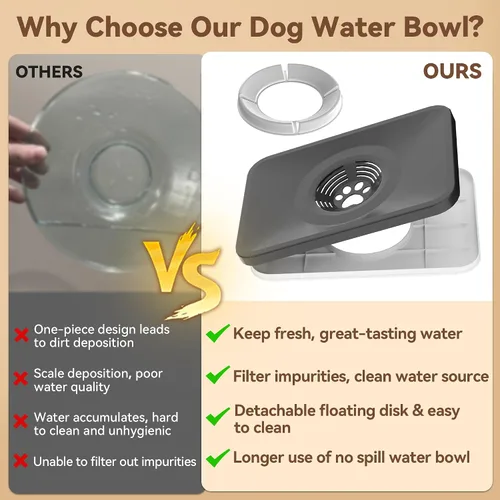 Vista 6 de Tazón de agua para perros de 10L sin derrames, 2.6 galones de acero inoxidable sin salpicaduras, tazón de agua grande para perros con alfombrilla