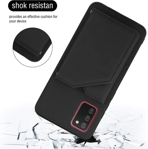 Vista 4 de Funda compatible con Xiaomi Redmi A1, soporte de piel sintética con ranura para tarjetas, compatible con Redmi A2 4G, funda 2 en 1, color negro