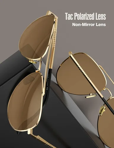Vista 5 de LUENX, Aviator - Gafas de sol polarizadas, para hombres y mujeres, protección UV 400, con funda 60MM