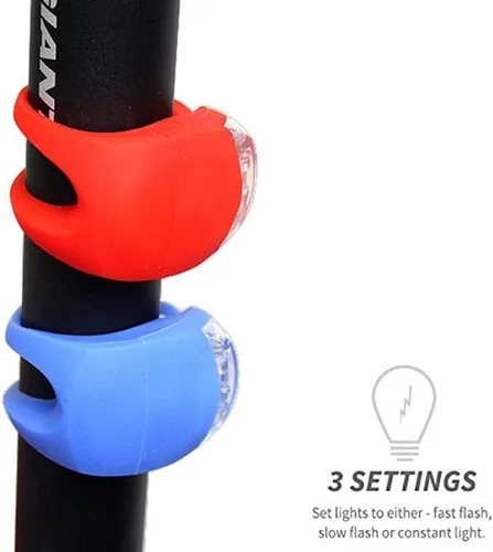 Vista 4 de Malker Luz de Bicicleta Delantera y Trasera Juego de Luces LED de Silicona para Bicicleta - Faro Delantero y Luz Trasera de Bicicleta, Impermeables