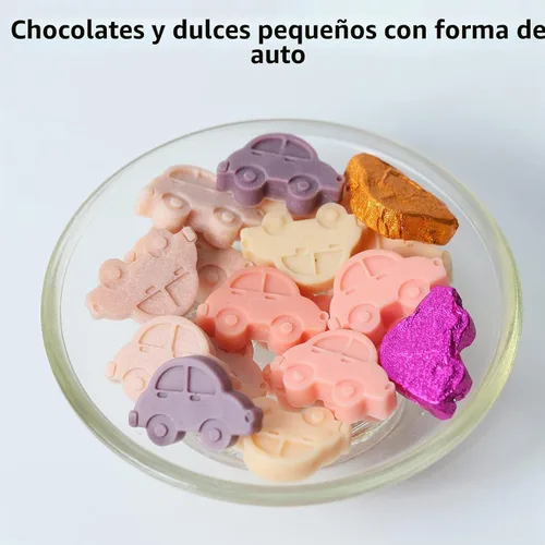 Vista 2 de Mini moldes de caramelo de chocolate, molde de silicona de 77 cavidades con forma de coche para dulces caseros, chocolate, gomita/gelatina, moldes
