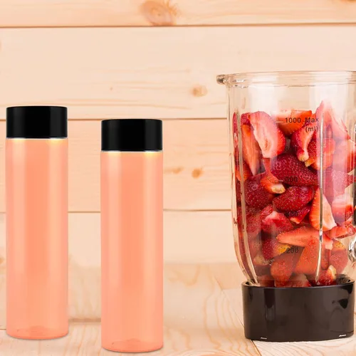 Vista 7 de ZOENHOU 18 botellas sensoriales de plástico transparente – Botellas reutilizables de jugo y bebidas de 14 onzas con tapas negras