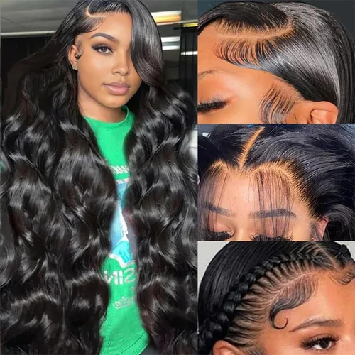 Vista 15 de Smabuity 99J Pelucas de encaje frontal burdeo de pelo humano, peluca burdeo roja de pelo humano, 13x6, peluca de encaje frontal HD de onda corporal