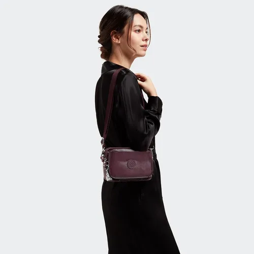 Vista 7 de Kipling Abanu - Bolso cruzado para mujer, ligero, cintura ajustable con bolsillos con cremallera de múltiples compartimentos, Borgoña Lacq
