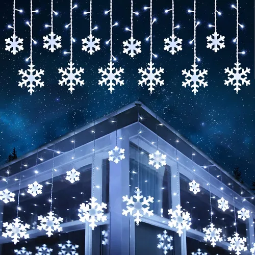 Vista 10 de Toodour Luces de carámbano de Navidad para exteriores, 20 tubos de 90 luces LED de carámbano con 8 modos, cadena de luz de cristal para interiores