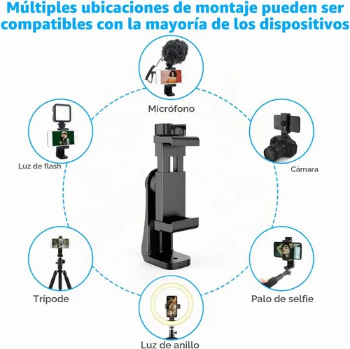 Vista 3 de Owine Adaptador universal de trípode para teléfono celular, abrazadera premium para smartphone, compatible con iPhone, Samsung Galaxy, Note, Lg